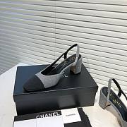 Chanel Grey Tweed Black Toe Slingback Pumps - 3