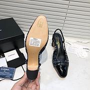 	 Chanel Black Blue Tweed Black Toe Slingback Pumps - 2