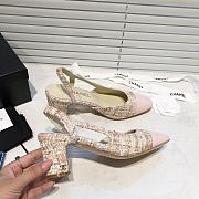 	 Chanel Pink Tweed Pink Toe Slingback Pumps - 3