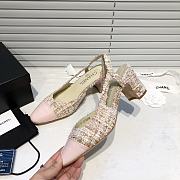 	 Chanel Pink Tweed Pink Toe Slingback Pumps - 4