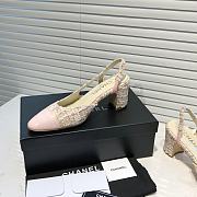 	 Chanel Pink Tweed Pink Toe Slingback Pumps - 5