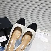 	 Chanel White Leather Black Toe Slingback Pumps - 2