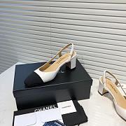 	 Chanel White Leather Black Toe Slingback Pumps - 4