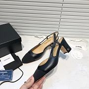 	 Chanel Black Leather Black Toe Slingback Pumps - 3