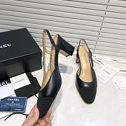 	 Chanel Black Leather Black Toe Slingback Pumps - 4