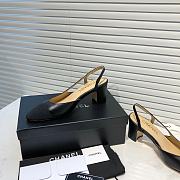 	 Chanel Black Leather Black Toe Slingback Pumps - 5