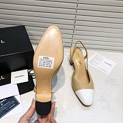 	 Chanel Beige Leather White Toe Slingback Pumps - 3