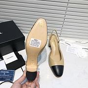 	 Chanel Beige Leather Black Leather Toe Slingback Pumps - 3