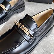 Chanel Logo Chain Black Leather Loafers - 2