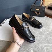 Chanel Logo Chain Black Leather Loafers - 3