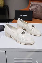 	 Chanel White Quilted Leather Lego Logo Loafer - 4