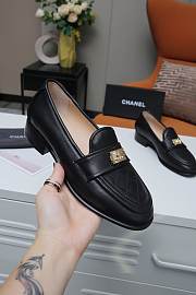 	 Chanel Black Quilted Leather Lego Logo Loafer - 5