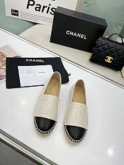 Chanel Light Beige Leather Black Toe Espadrilles - 2