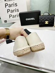 Chanel Light Beige Leather Black Toe Espadrilles - 3