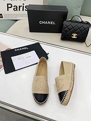 Chanel Beige Leather Black Toe Espadrilles - 5