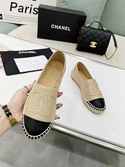 Chanel Beige Leather Black Toe Espadrilles - 4