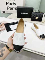 	 Chanel White Leather Black Toe Espadrilles - 3