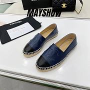 Chanel Navy Leather Black Toe Espadrilles - 1