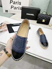 Chanel Navy Leather Black Toe Espadrilles - 4