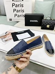 Chanel Navy Leather Black Toe Espadrilles - 5