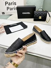 	 Chanel Black Leather Black Toe Espadrilles - 2