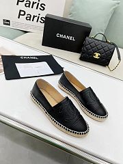 	 Chanel Black Leather Black Toe Espadrilles - 4