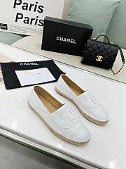 Chanel White Leather White Toe Espadrilles - 3