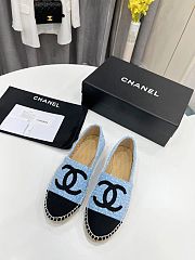 Chanel Blue Tweed Black Toe Espadrilles - 2