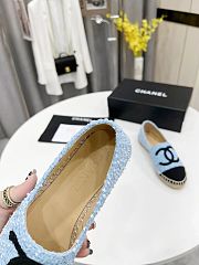 Chanel Blue Tweed Black Toe Espadrilles - 3