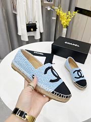 Chanel Blue Tweed Black Toe Espadrilles - 5