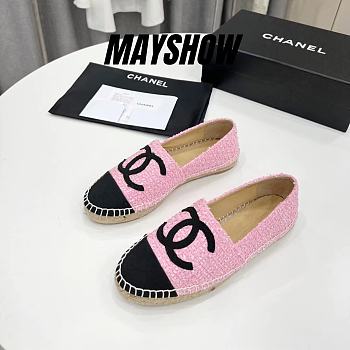 Chanel Pink Tweed Black Toe Espadrilles