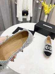 	 Chanel Grey Tweed Black Toe Espadrilles - 2