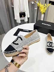 	 Chanel Grey Tweed Black Toe Espadrilles - 5