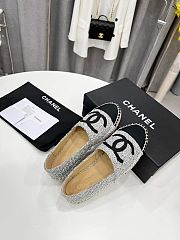 	 Chanel Grey Tweed Black Toe Espadrilles - 4