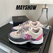 Chanel Low Top Trainer CC Grey Pink Beige  - 1