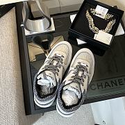 Chanel Low Top Trainer CC Ivory Grey White - 5