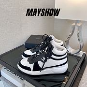 	 Chanel High Top Sneaker White Black  - 1