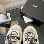 	 Chanel Low Top Sneakers 2022-23FW Tan Fabric White Suede Calfskin White Mesh - 2