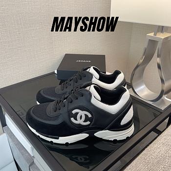 	 Chanel CC Logo Trainer Black White