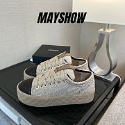 Chanel Beige Tweed Plaid Platform Sneakers - 1