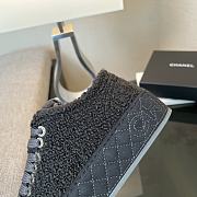 Chanel Black Tweed Plaid Platform Sneakers - 2