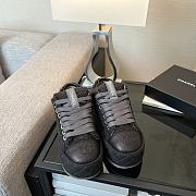 Chanel Black Tweed Plaid Platform Sneakers - 3