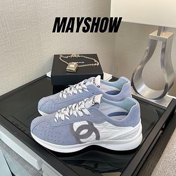 	 Chanel Low Top Runner White Mesh Blue Suede