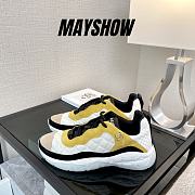 Chanel Low Top White Nylon Mesh Yellow Suede - 1