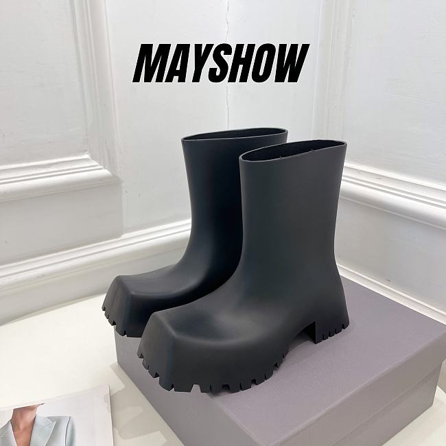 Balenciaga Trooper Rubber Boot Black - 679326W0FO81000 - 1