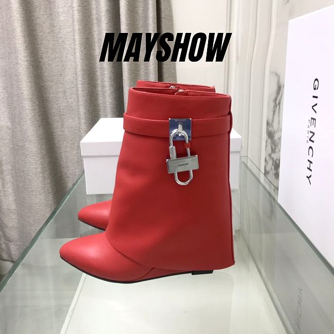 Givenchy Shark Lock Red Ankle Boots  - 1