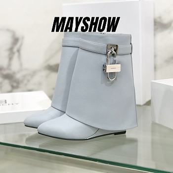 	 Givenchy Shark Lock Blue Grey Ankle Boots