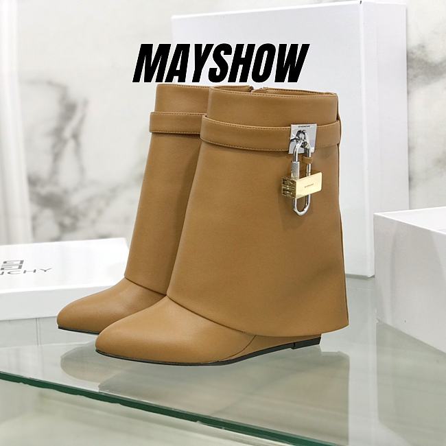 	 Givenchy Shark Lock Tan Ankle Boots - 1