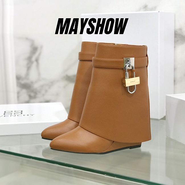 	 Givenchy Shark Lock Brown Ankle Boots - 1