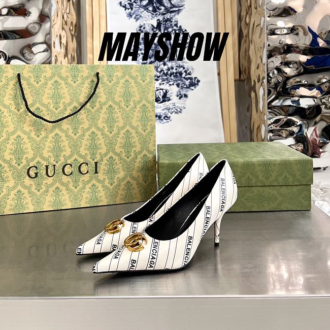 Gucci x Balenciaga The Hacker Project Knife pump in white leather - 680760 ULR00 9061 - 1